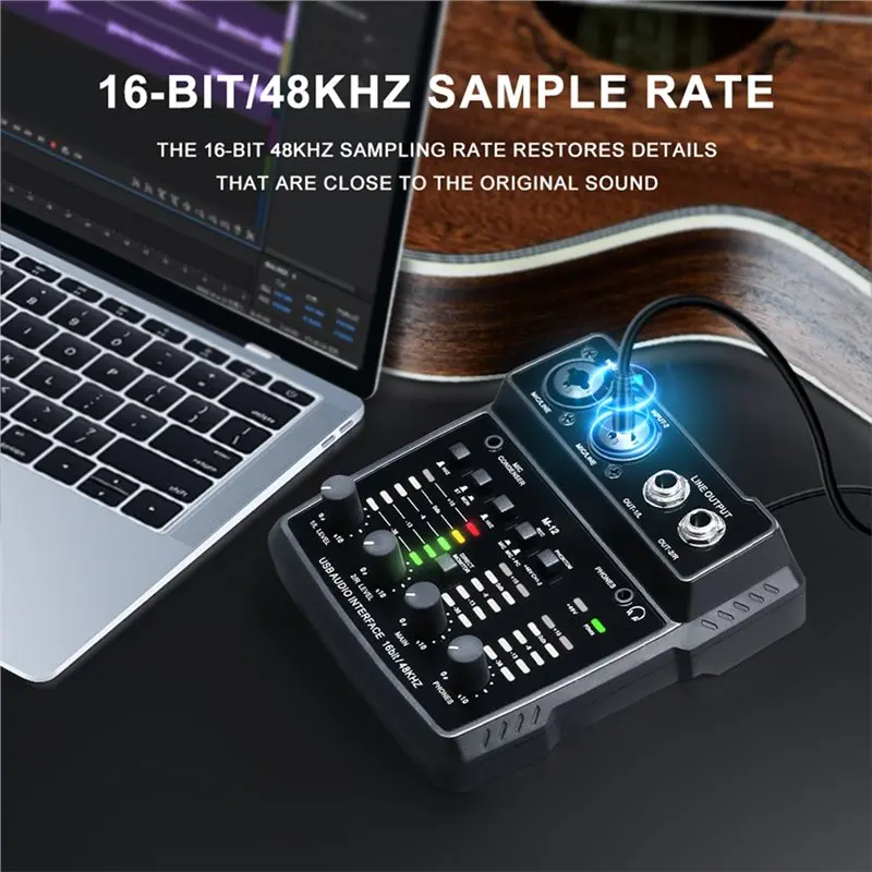 [NEW A09R!】 M-12 2 Channels Audio Interface Mixing Console Multi-Track Output For PC,USB Sound Card For Recording Studio Plug&Pl view 5