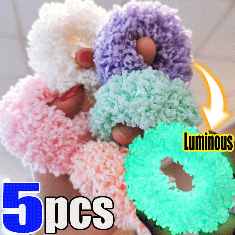 Luminous Hairband Scrunchies Colorful Fluorescent Large Intestine Hair Ring Ropes Women Ponytail Holder Elastic Headwear Circle