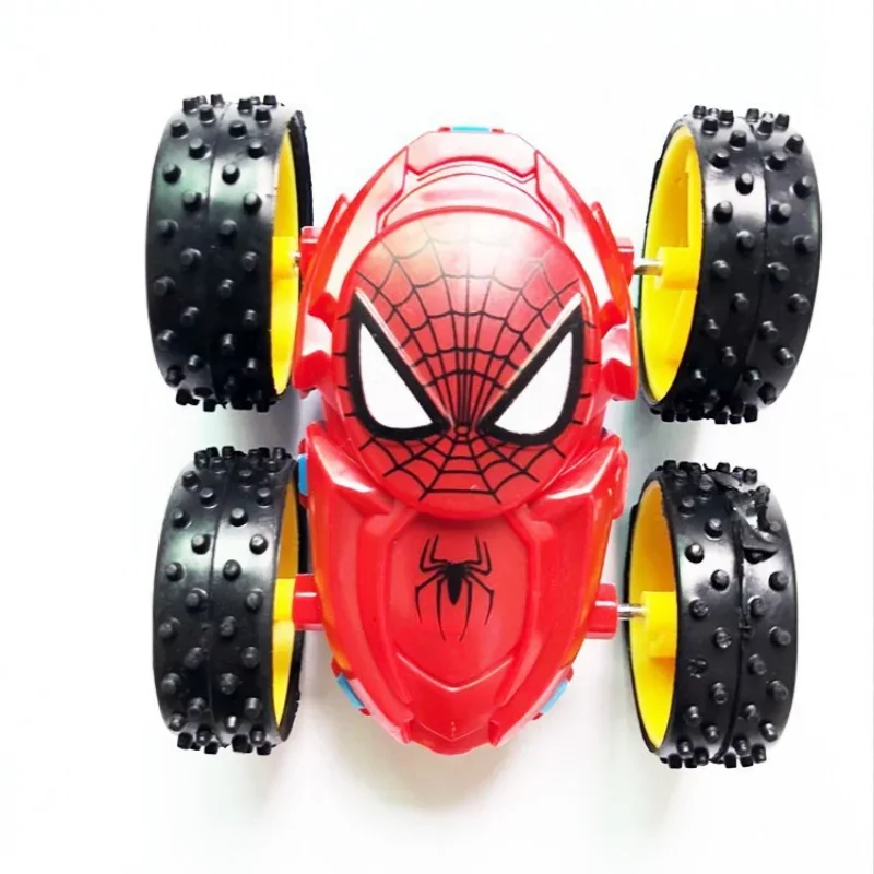 مارفل أفنجرز سبايدرمان سيارات بالقصور الذاتي على الوجهين 360 °   ألعاب الرافعة للأطفال والأولاد والبنات ألعاب الرسوم المتحركة أنيمي هدية عيد ميلاد السيارة