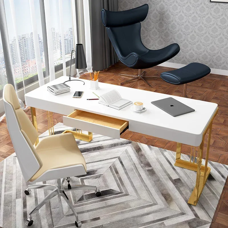 

for Luxury Golden Stainless steel frame office desk