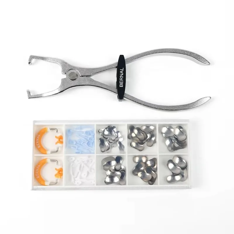 Lab Sectional Contoured Matrices Kit with Matrix Bands Inter Dentals Wedges Clamping Clip Ring and Placement Pliers s