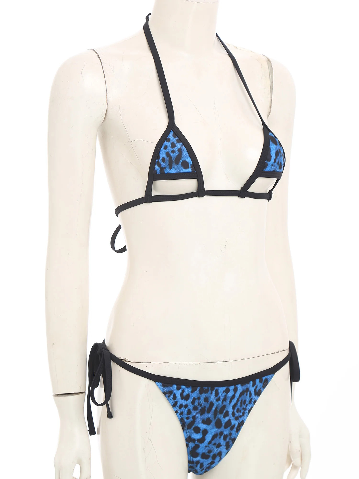 

Женское эротическое белье: соблазнительный комплект с микро-бюстгальтером-халтером с вырезами и стрингами-танга для частных вечеринок у бассейна, купальников и ночной одежды