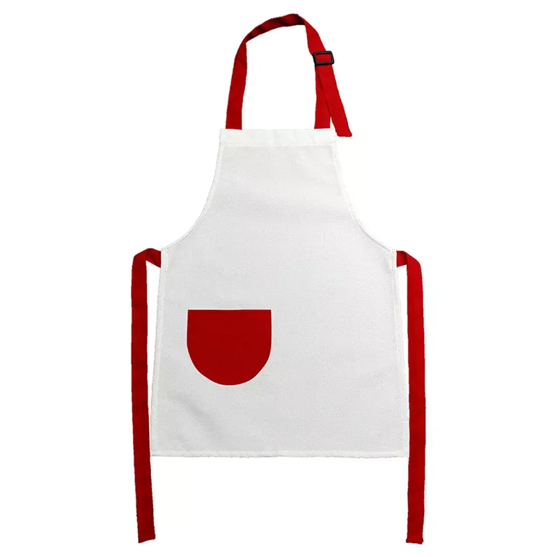 Sublimation Blank Apron Cooking Kitchen Dining Christmas With Colorful Pocket Adjustable Adult Children Linen Soft Fabric