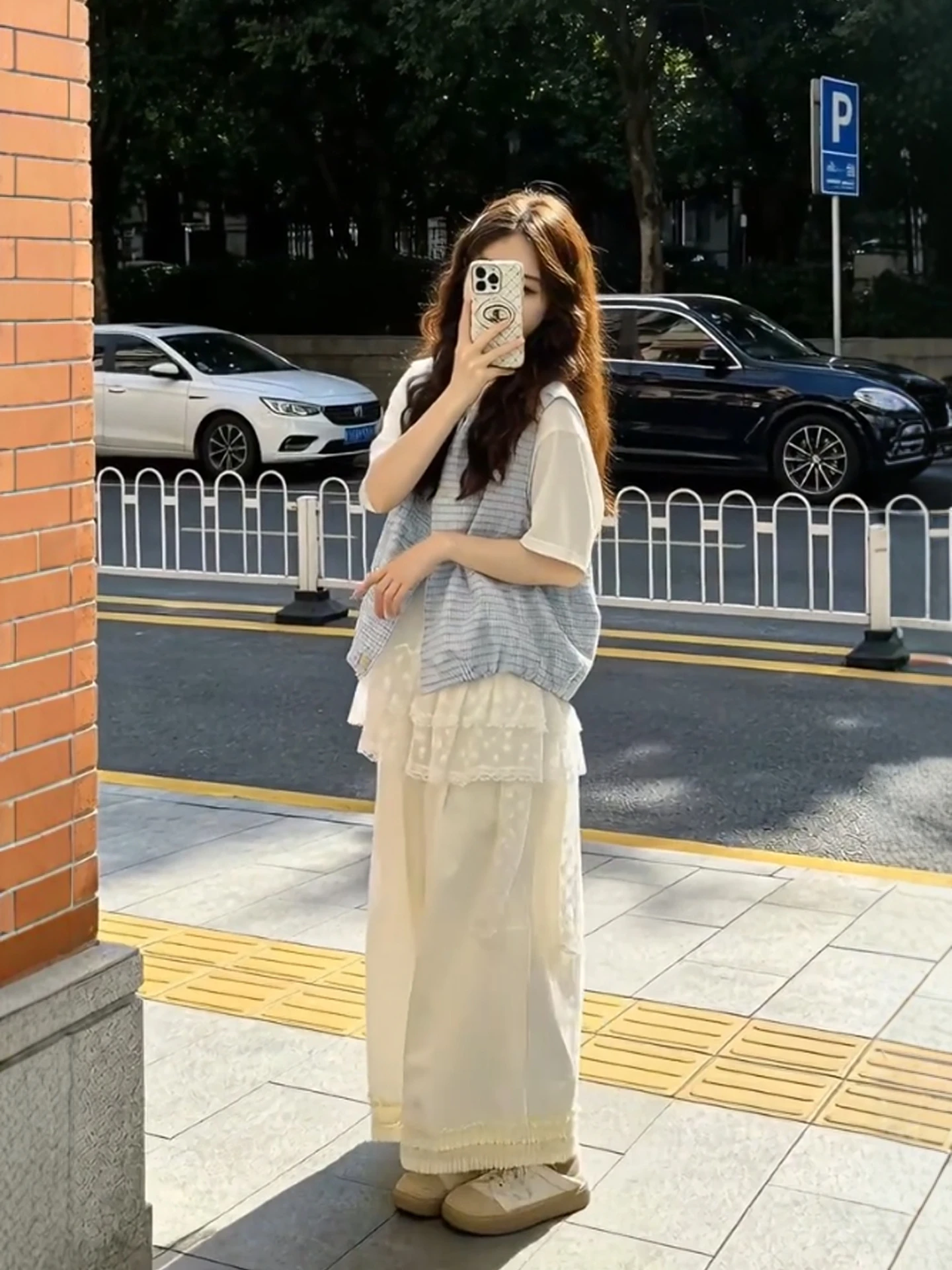 Summer Lace Crop Top Tank Vest Wide Leg Pants Korean Style Three Piece Set Women plus Size Fashion Casual Wear Polyester - view 4