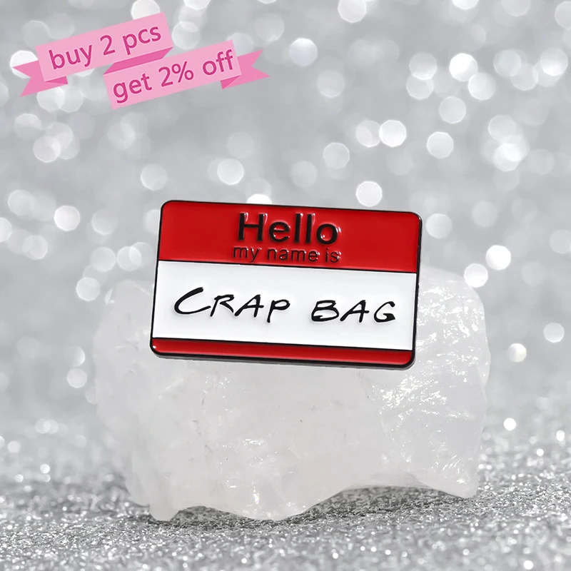 Hello My Name Is Label Enamel Pins Custom Cartoon Comedy Movie Brooches Lapel Badges Funny Jewelry Gift for Friends