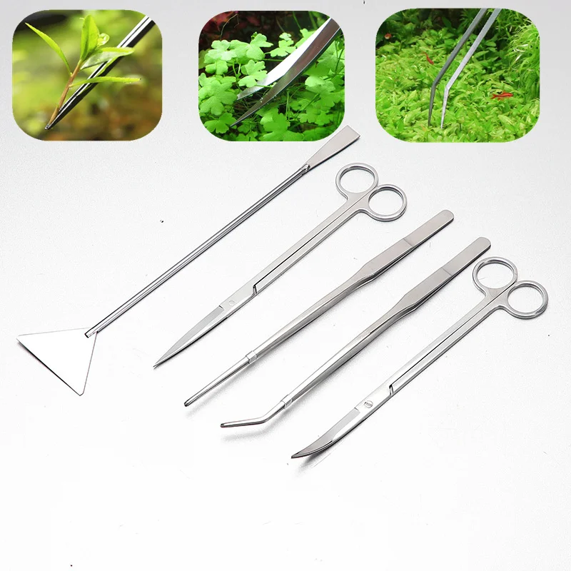 Aquarium Tank Aquascaping Werkzeuge Aquarium Scissor Pinzette Werkzeug Edelstahl Aquatische Pflanzen Set für Aquarium Wartung