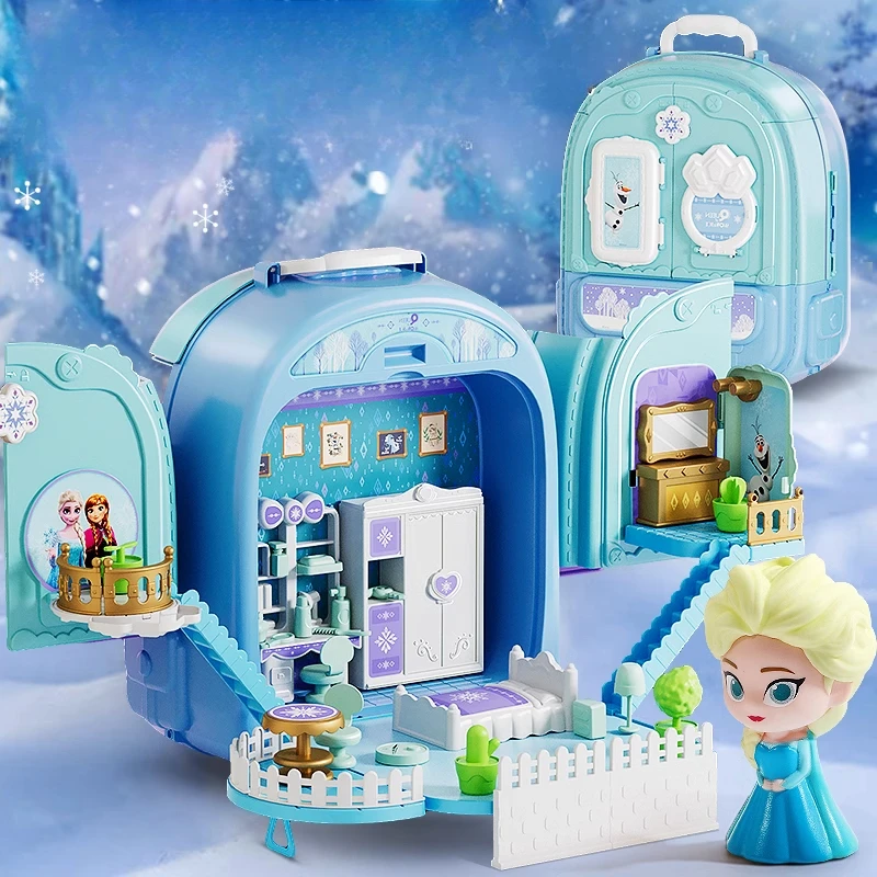 Hasbro Elsa Anna Olaf Cartoon Creative Children's Makeup Play House Toy Personalized Anime Movie Simulation Makeup Backpack Gift