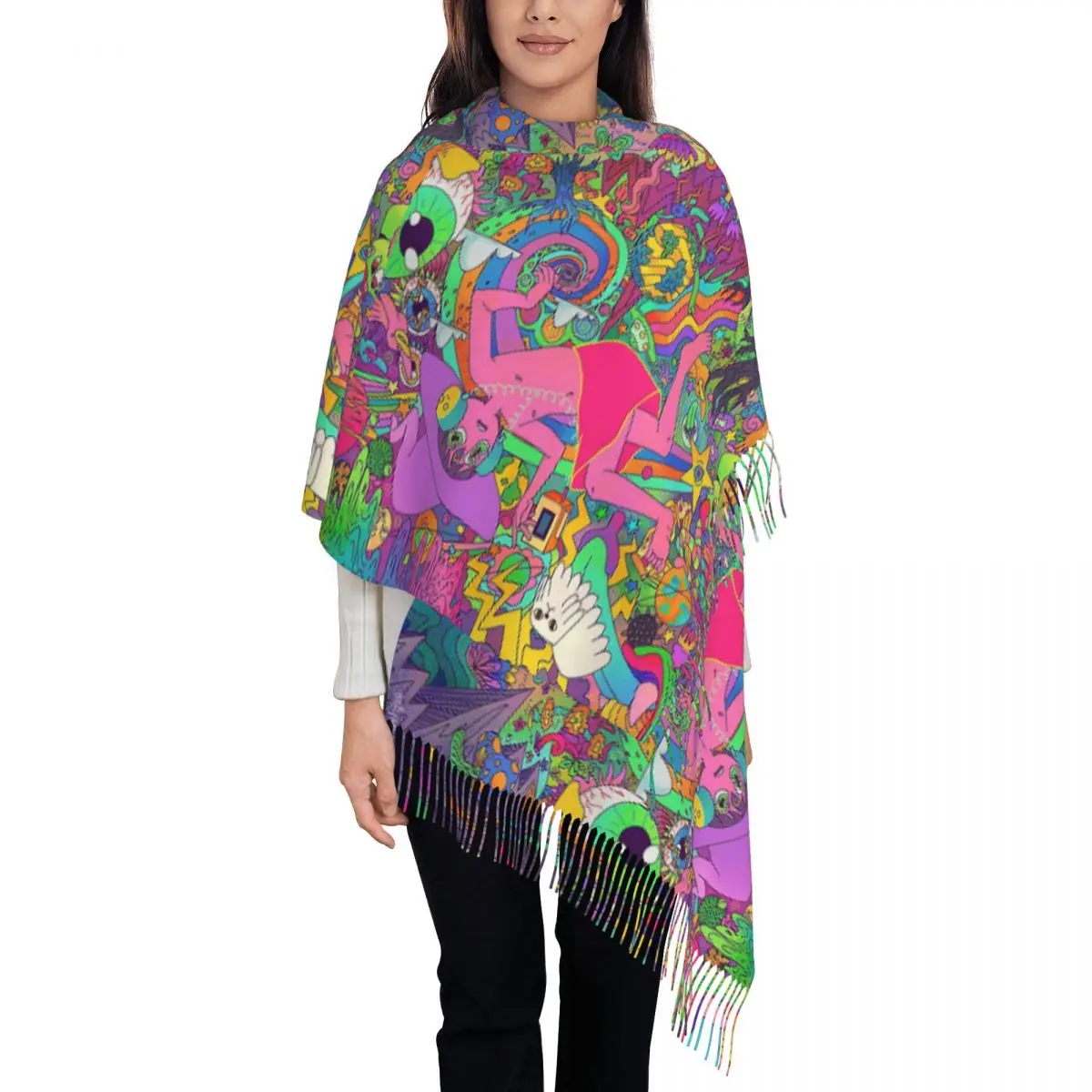 The Midnight Gospel Trippy Scarf Tassel Scarves Women Soft Warm Shawls and Wraps Large Fall Winter Shawl Wrap