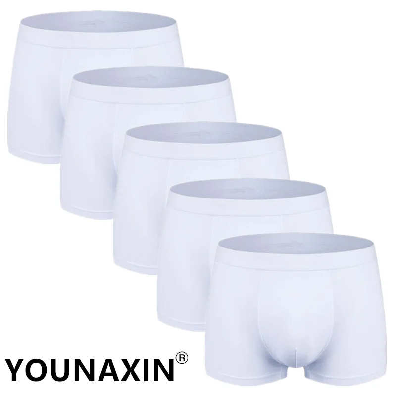 5 Pieces Men Boxers Shorts Underwear Bottoming Modal Knickers Boy White Panties Underpants Undies Tighty-whities Lingerie