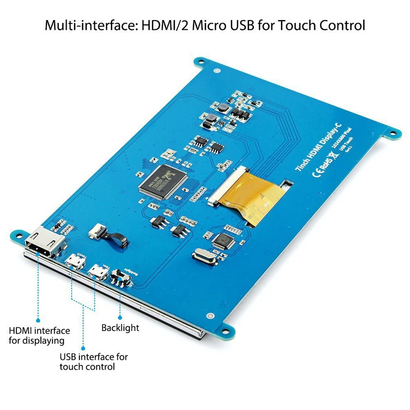 NEW 2026 7 Inch 5 Point Capacitive LCD Touch Screen Panel IPS 1024x600 Full HD HDMI Gaming Monitor PC Display Raspberry Pi