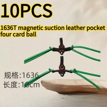 10PCS 1636T Type Magnetic Suction Leather Bag with Rubber Band High Elasticity Four Card Two Strand Magnetic Suction Rubber Band
