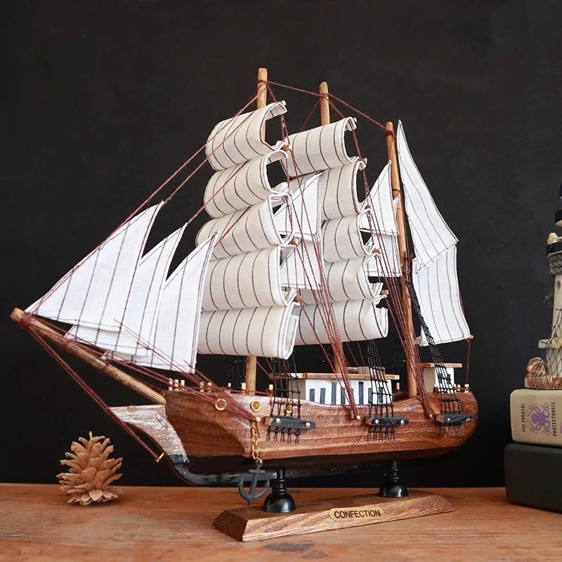 Vintage Wooden Boat Arts Ornaments Home Room Decoration Pirate Ship Warship Living Room Office Decoration special business Gift
