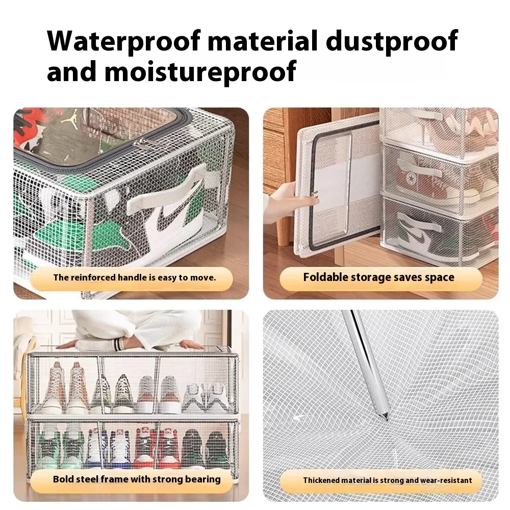 Foldable Shoe rack Sealed and dustproof Transparent visible Shoe storage Boxes for bedroom Clothes organizer Space Saving