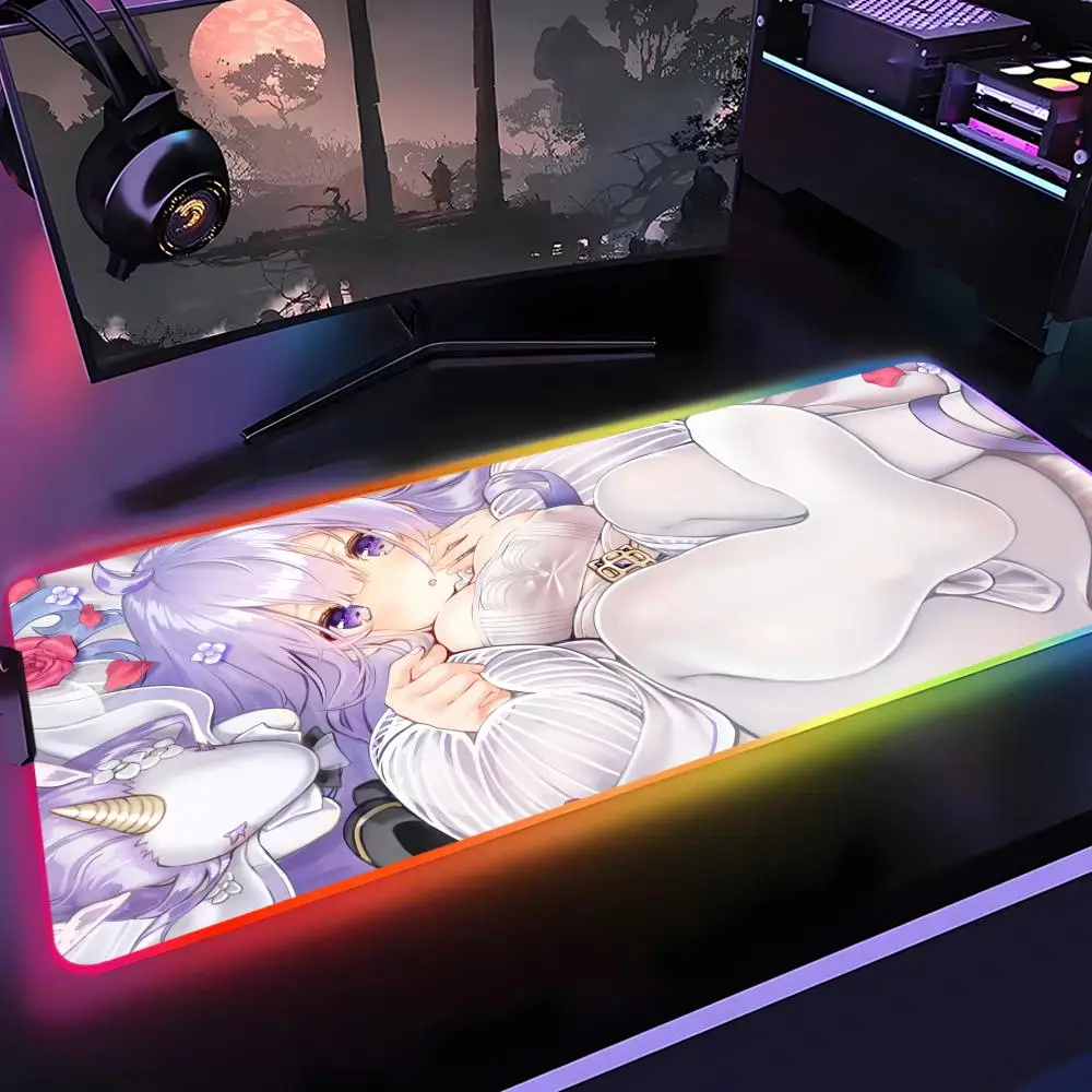 

Azur Lane Unicorn Mouse Pad Gamer Rgb Desk Mat Back Light Led Mousepad Setup Gaming Accessories Deskmat Big Mousepad Backlight