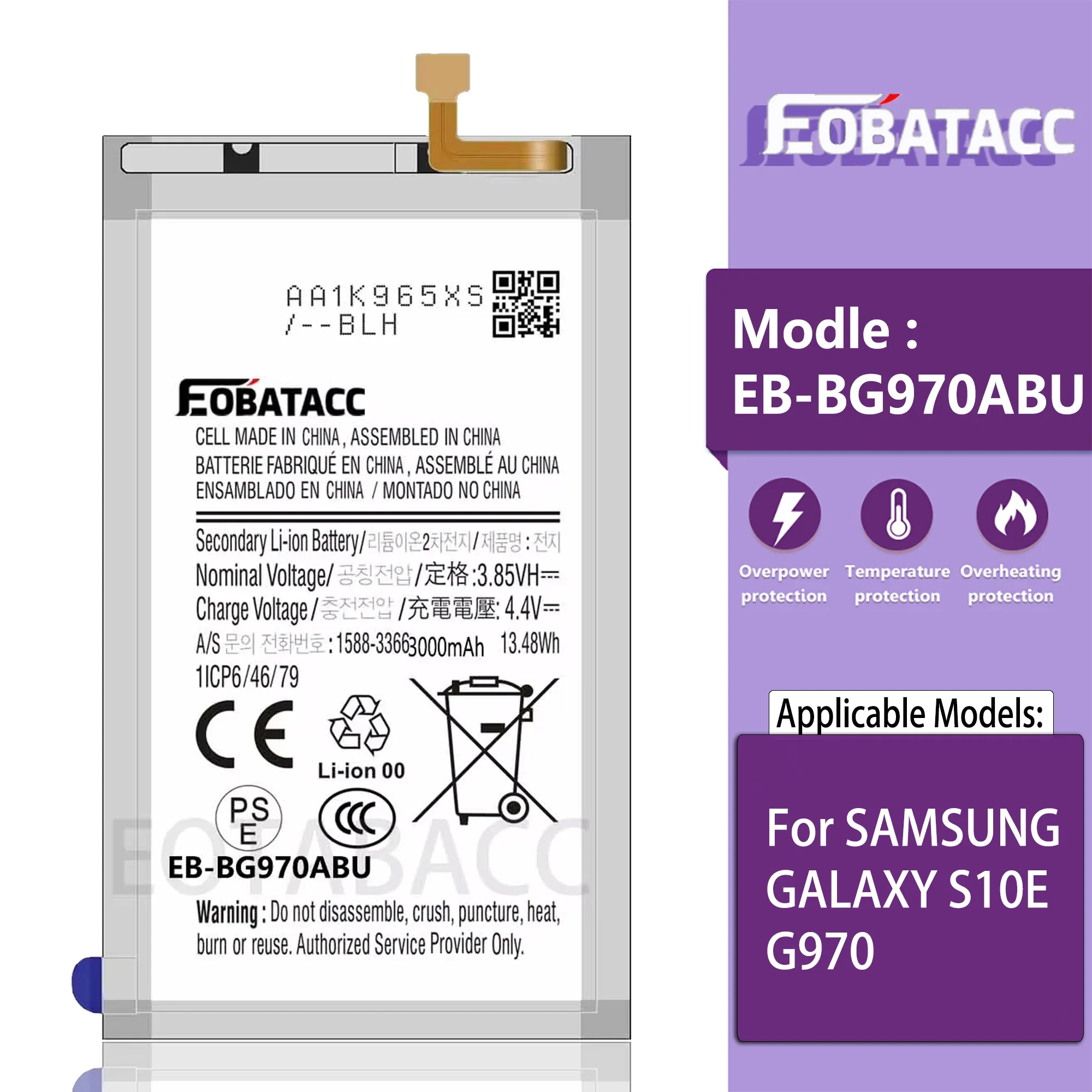 

EB-BG970ABU Battery FOR Samsung GALAXY S10E G970 Repair Part high capacity Capacity Phone Batteries Bateria