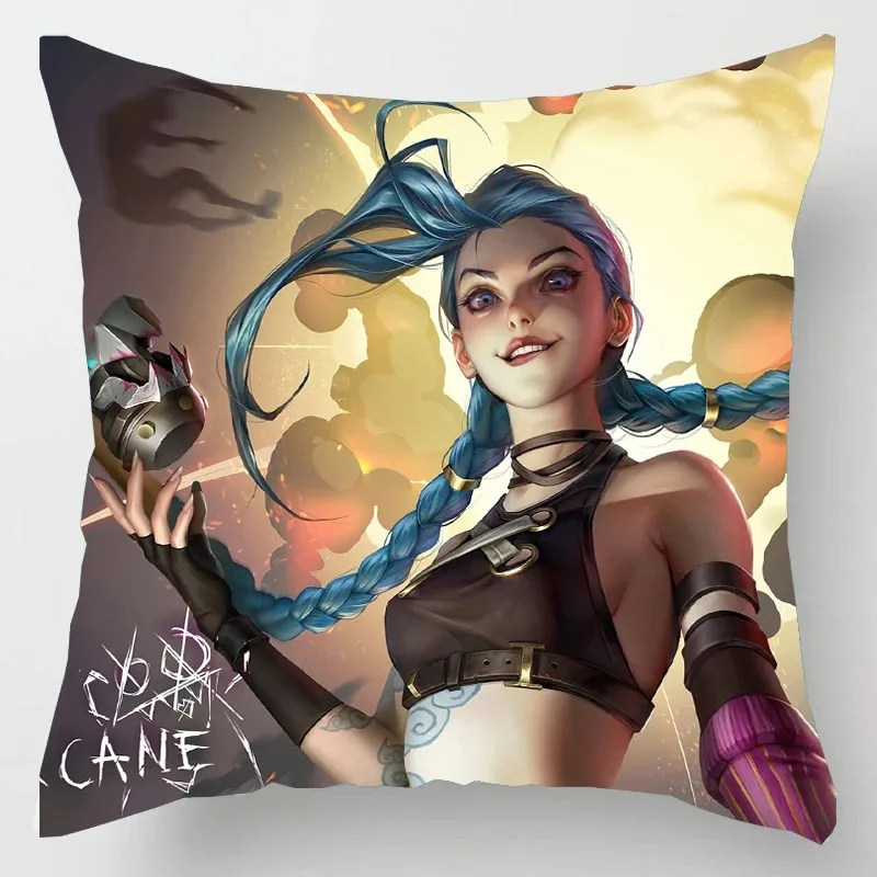 Hot Game Arcane League of Legends Cushion Cover Pillowcase Anime Vi Jinx Jess Throw Pillow Case Home Decor Sofa Car Pillow Cover