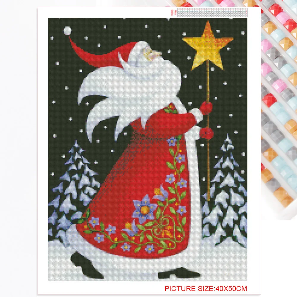 AB Christmas 90 Colors Diamond Painting Santa Claus Diamond Mosaic Embroidery Star Rhinestones Creative Home Decoration