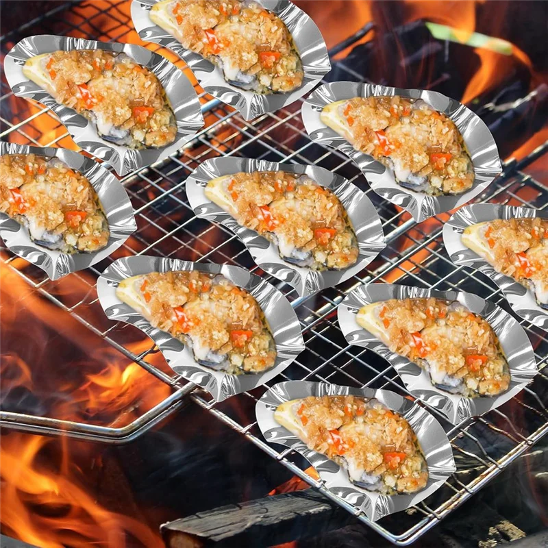 

ABWZ-24Pcs Metal Oyster Shells Stainless Steel Reusable Grillable Dish For Baked Grilled For Seafood Cooking