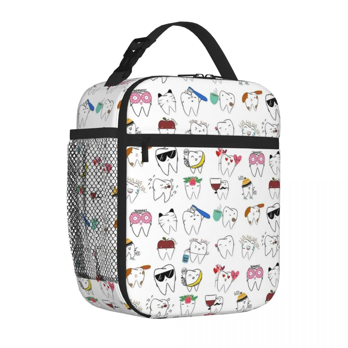 Mix-Molar Teeth Insulated Lunch Bag Thermal Bag Reusable High Capacity Tote Lunch Box Food Handbags School Travel