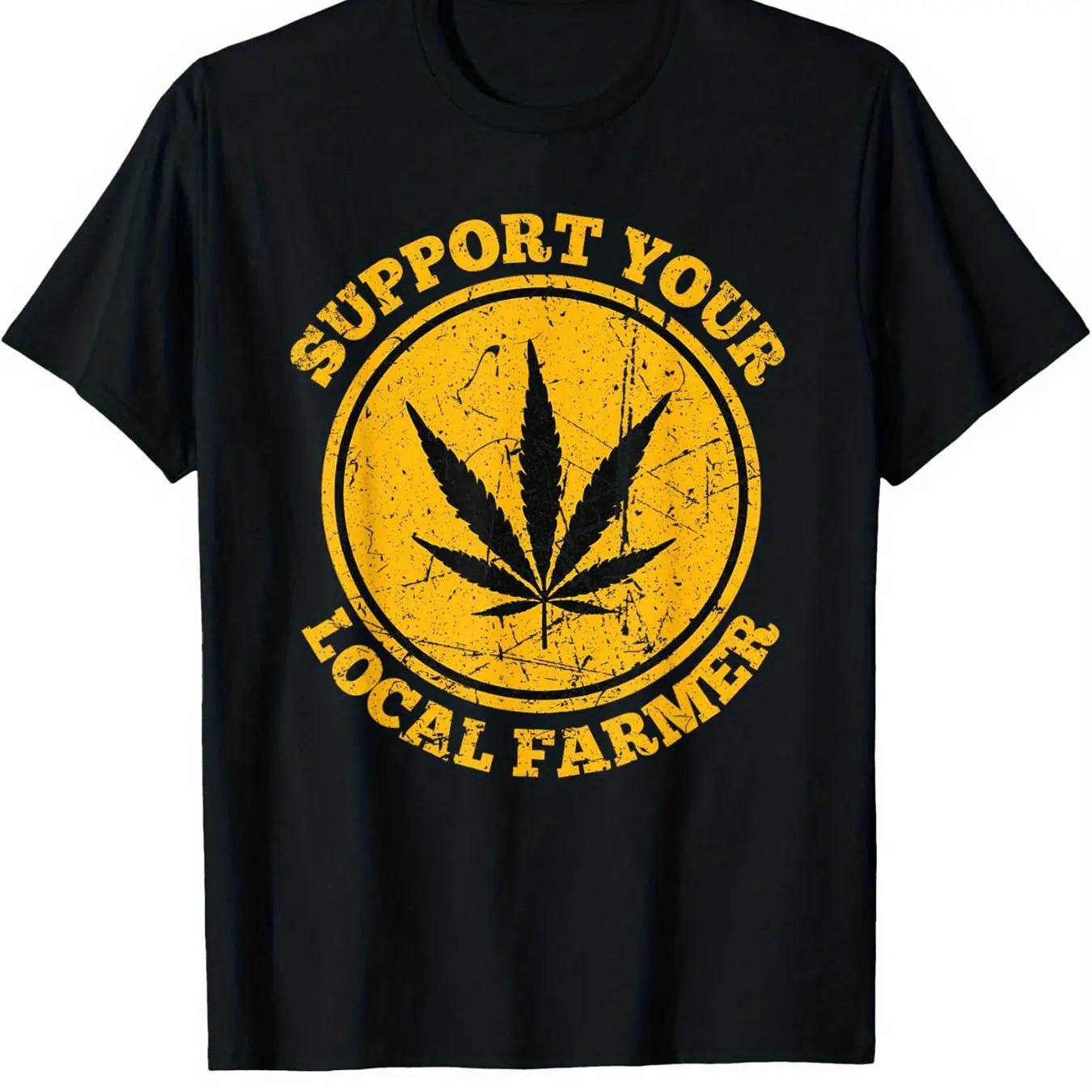 Vintage Support Your Local Farmers Weed T-Shirt Graphic T-Shirt Men's Fun Shirt Vintage Casual Cute Short Sleeve