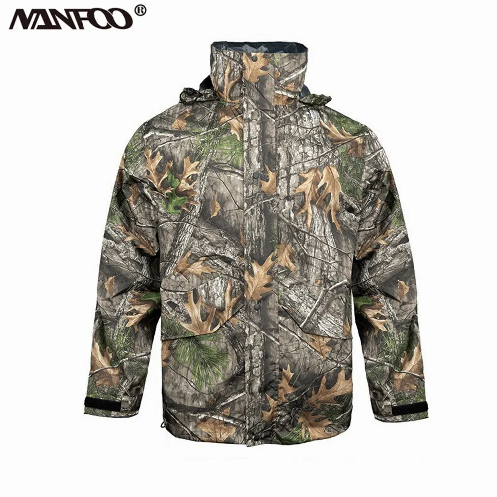 ツリーバイオニック迷彩ハンティングレインコートトップ暴風雨防止分割型軽量アウトドア釣りハイキングマッキントッシュ