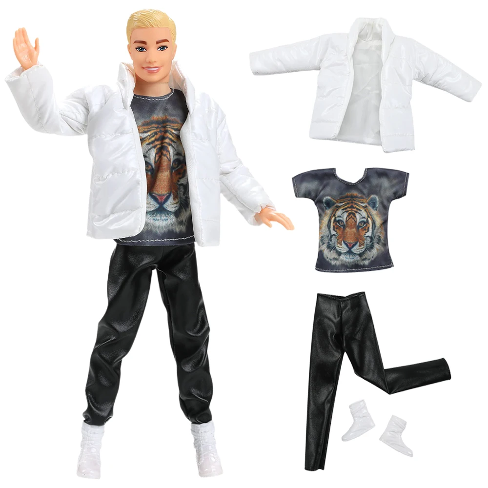 1 Set Cotton Winter Coat For Ken Doll Clothes White Cotton-Padded Clothes Doll Shoes Dolls Accessories for Barbie Boyfriend