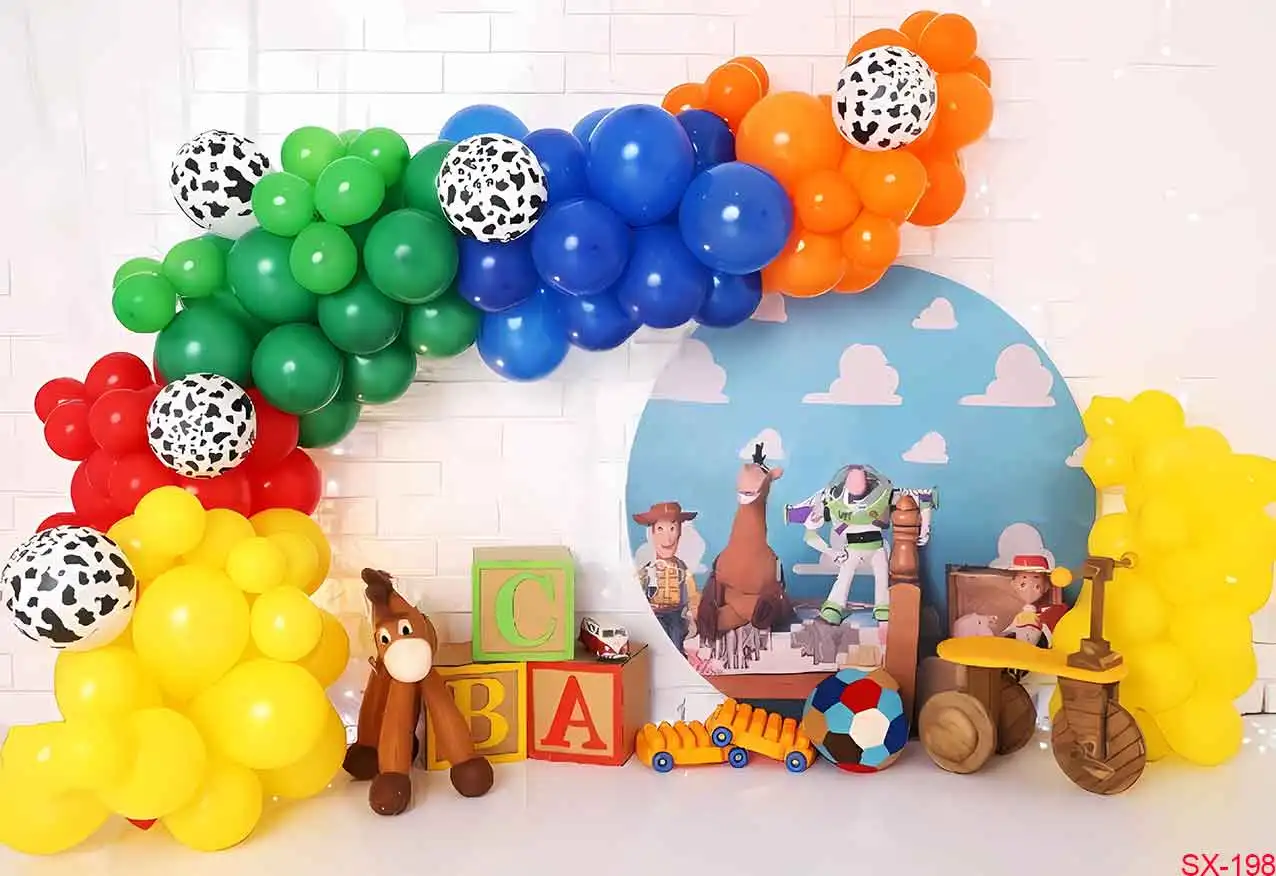 Toy Story Children Photography Backdrops for Boy Birthday Party Decor First Birthday Cartoon Photo Background Home Decorations