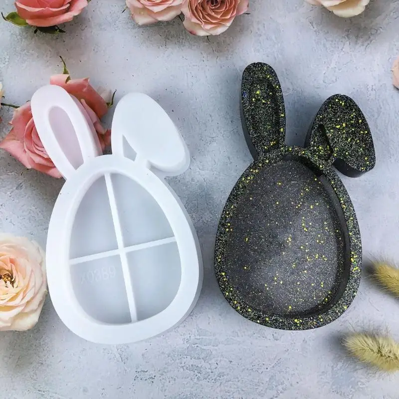 R9JE Creative Silicone Flom Rabbits Ear Epoxy Flom