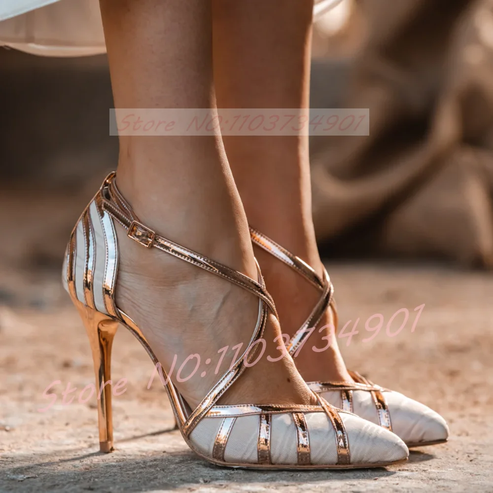 

Cross Strap Sandals Women Elegant Green Velvet Crystals Buckle Pointed Toe Stiletto High Heels Shoes Lady Big Size Sexy Sandals