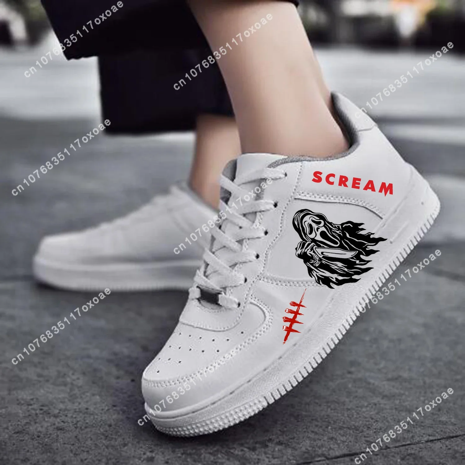 

Scream Movie billy Loomis Halloween AF Basketball Mens Womens Sports High Quality Flats Force Sneakers Lace Up Mesh Custom Shoe