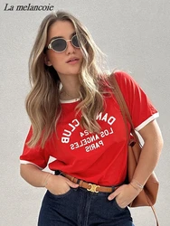 T-shirt con stampa lettere di tigre estate nuova donna girocollo manica corta T-shirt in cotone organico maglietta Casual femminile Top Fashion