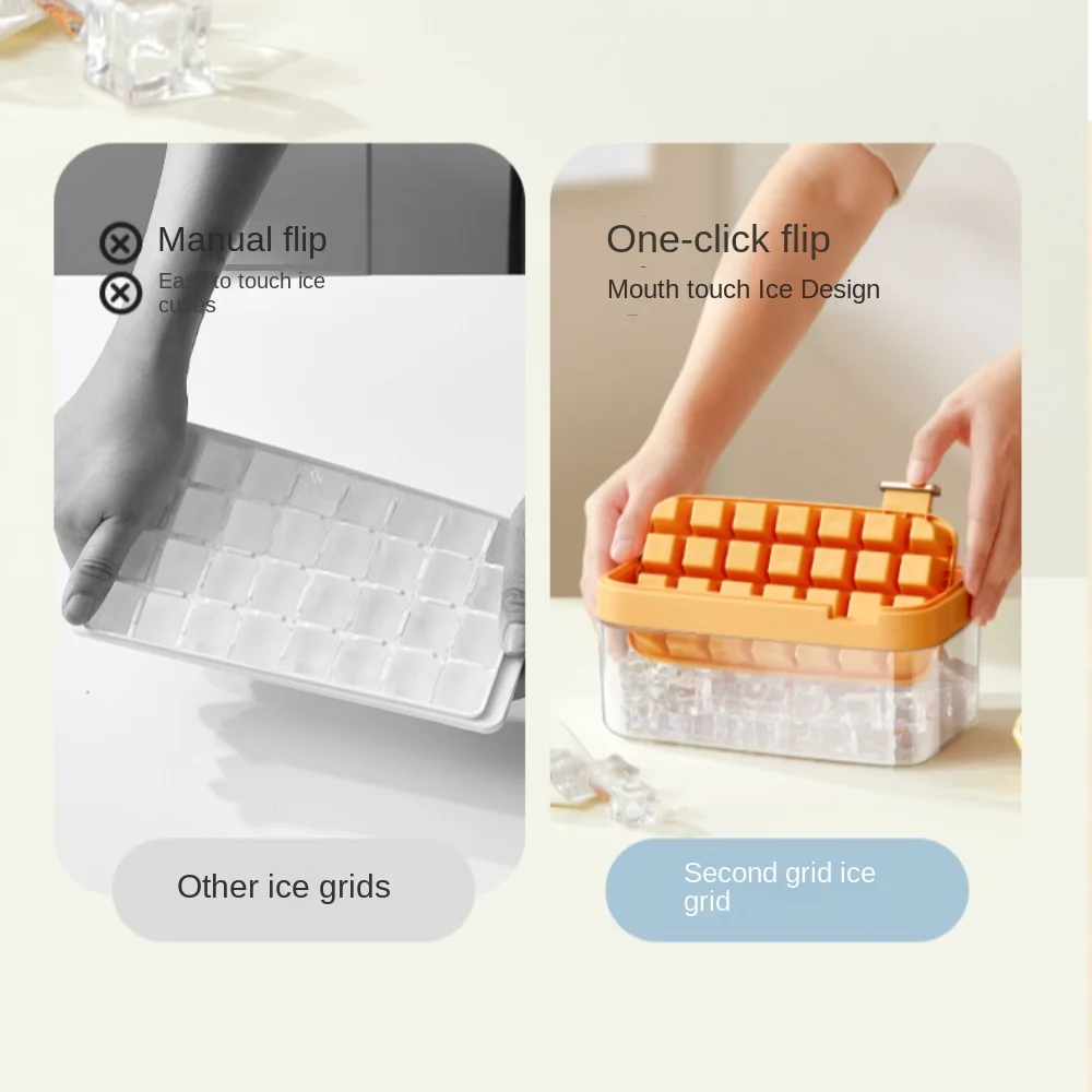 Large Capacity 28 Ice Cube Tray DIY One Click 0 Touch Ice Molds Box Rapid Demoulding Safety Material Kitchen Tools