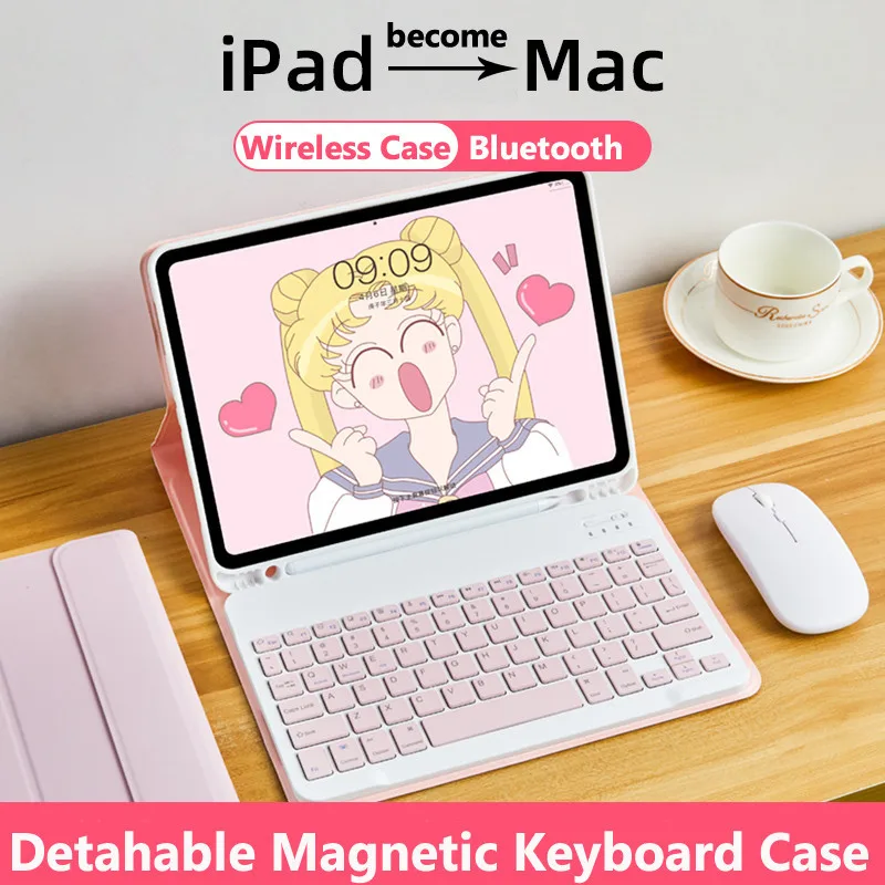 Magnetic Keybaord Mouse for IPad Air 11 2024 Air 6 9th/8/7 10.2 Inch 10th Air5 4 3 2 1 9.7 6th 5 10.9 Pro 11 Case with Pen Slot