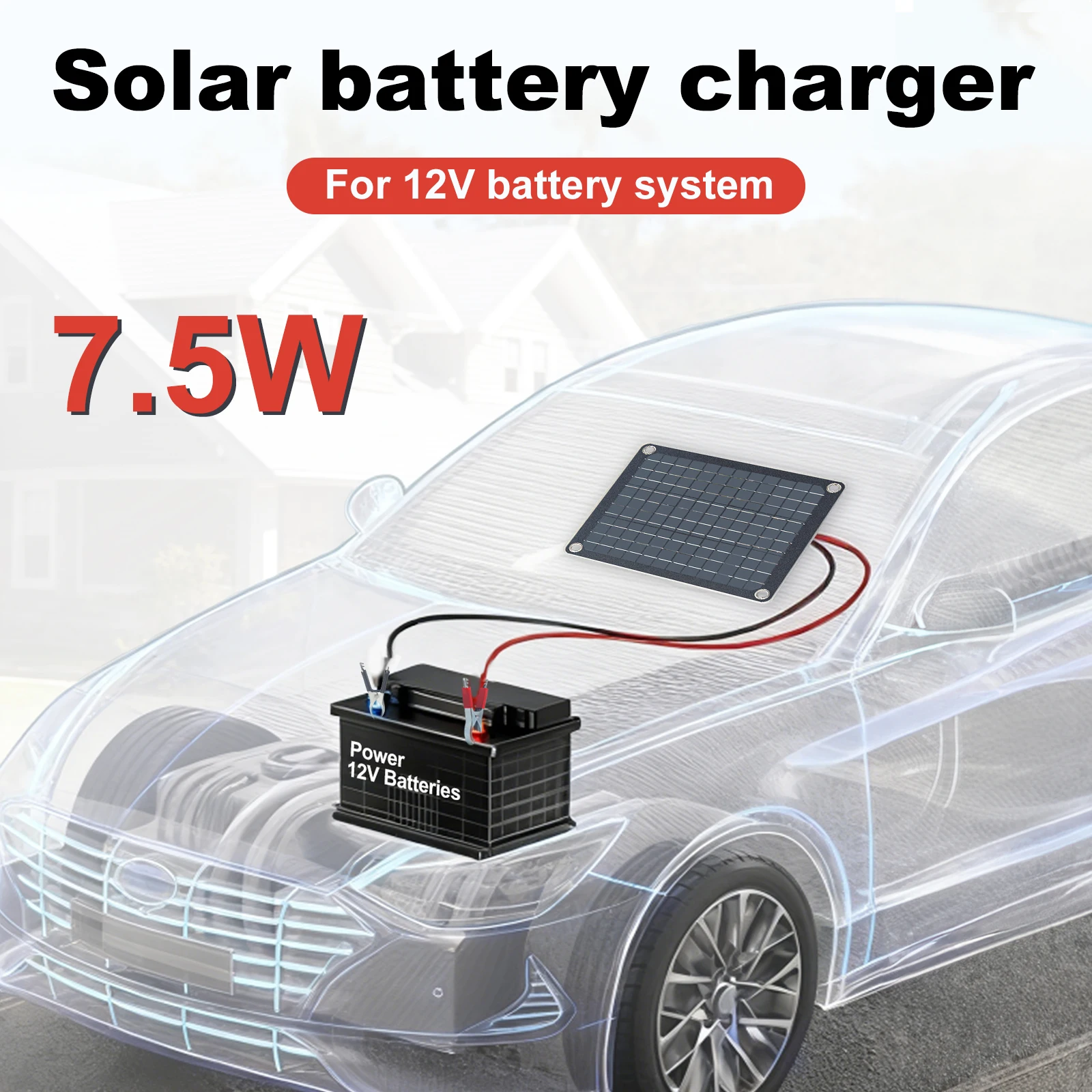 LEAORLD Carregador Solar MPPT 7.5W 12V, Dispositivo de Manutenção de Painel Solar, Kit de Carregamento Lento para Painel Solar