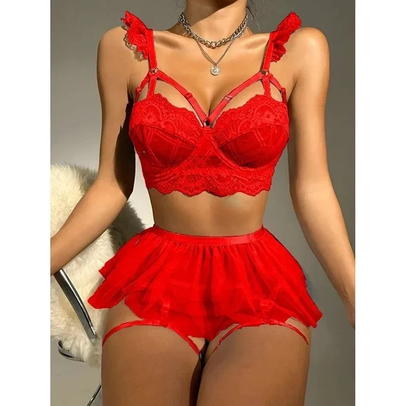 Sexy Lingerie Erotic Underwear Set Transparent Porno Lace Sexy Bra And Panty Garter Set Lingerie Sexy Hot Erotic Sleepwear