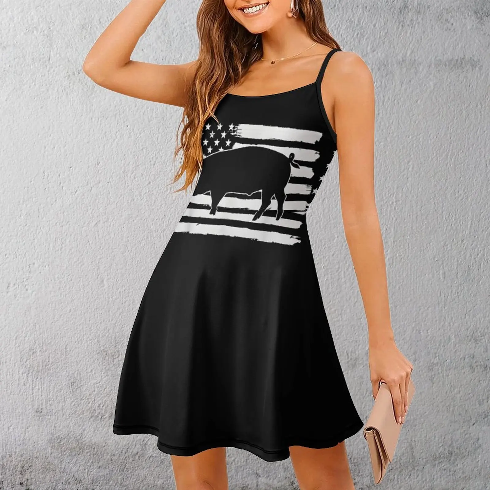 

Женское платье на бретельках с американским флагом Horse Rider, забавная новинка, классическое сексуальное женское платье, коктейли