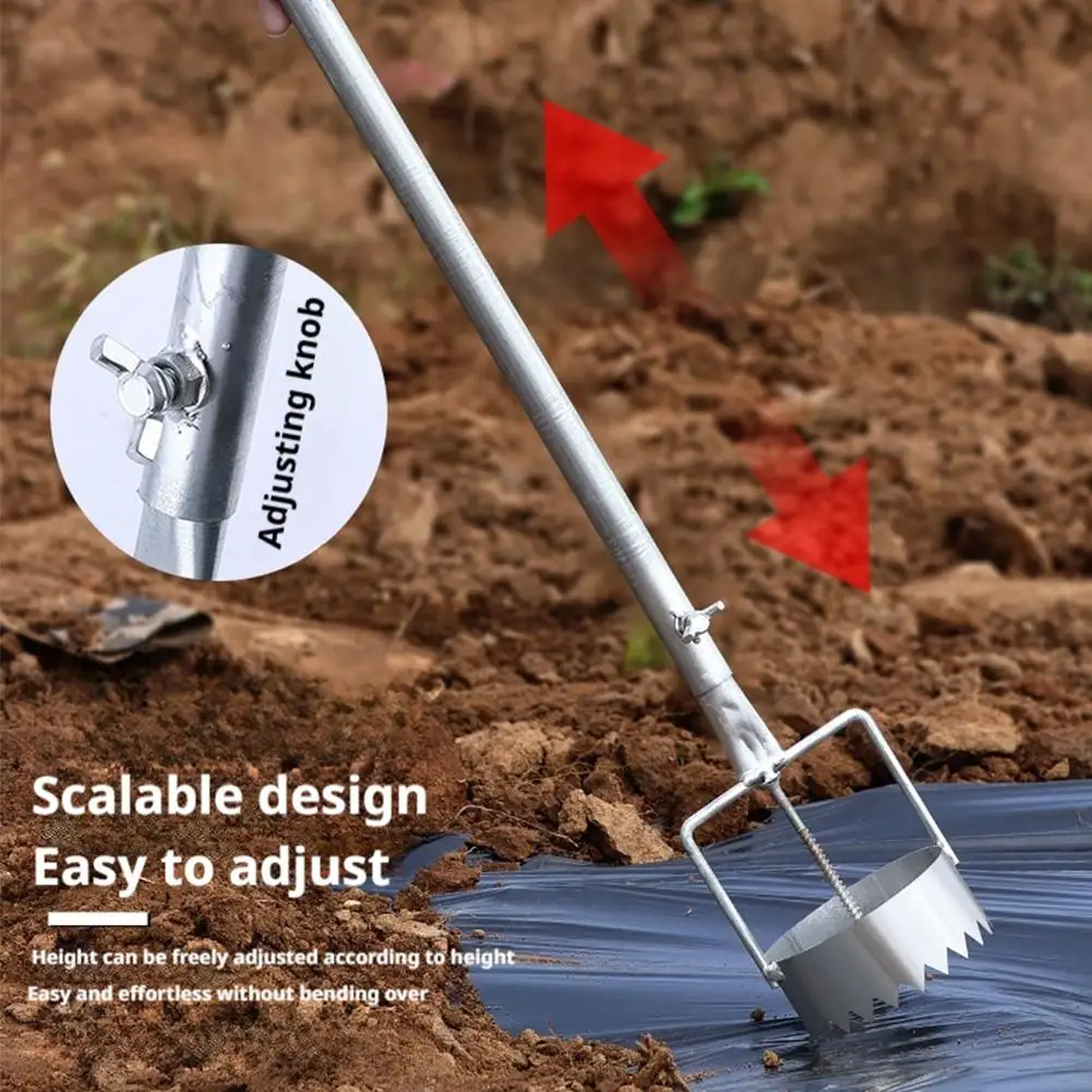 Mulch Film Hole Puncher Heavy Duty Gardening Tool For Plastic Sheeting, Weed Fabric & Shade Cloth For Greenhouse Planting