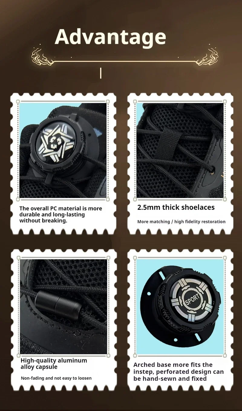 Upgraded No‑Tie Automatic Sneaker Laces Thick Rope Shoelaces with Swivel Metal Capsule Buckles Easy Installation