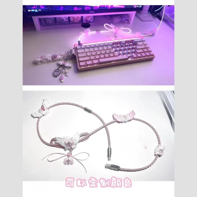 

Кабель-доступник 8K RGB, белый свет, частота возврата 8k, 1,3 м, ручное вязание, USB Type-C, магнитный кабель для клавиатуры, декоративные аксессуары