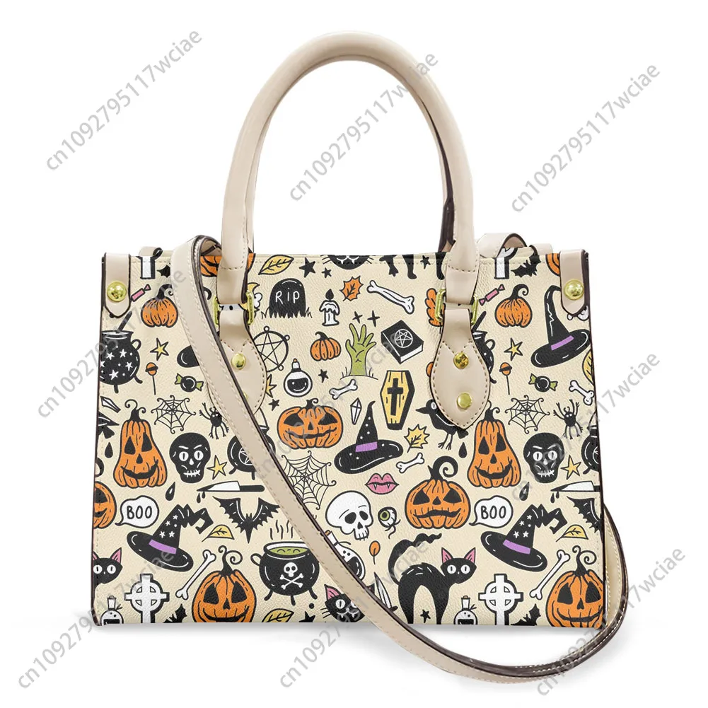 

Halloween Pumpkin Clown Tote Bag Purse Womens Mens Personalized Text Image PU Leather Handbag Business Shopping Gift Bags