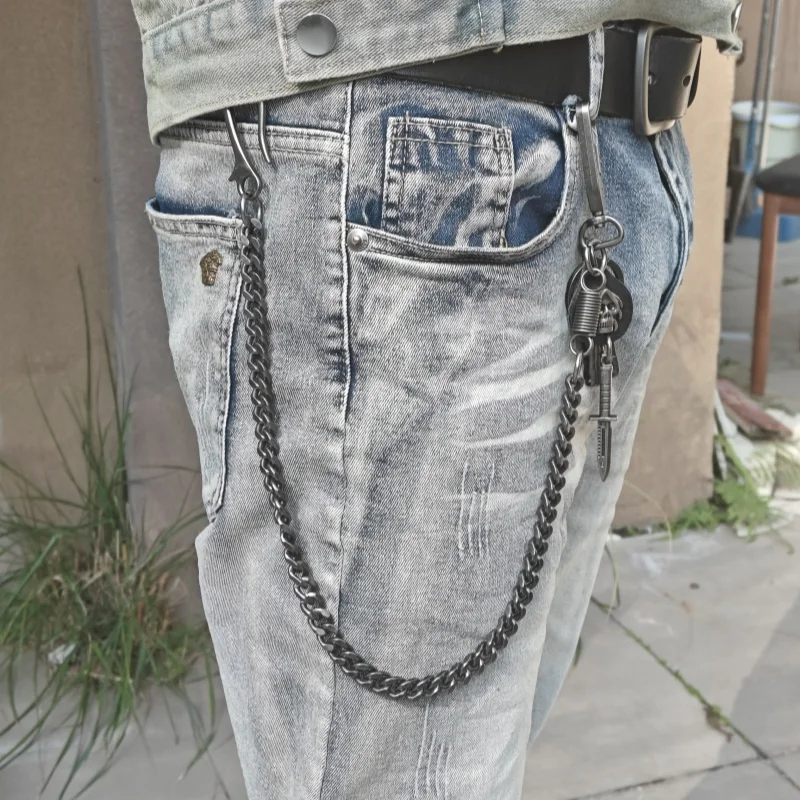 Retro Punk Metal Chain Skull Ghost The sword locomotive Jeans Pants Chain Travel Wallet Chain Gothic Rock Emo Accessories