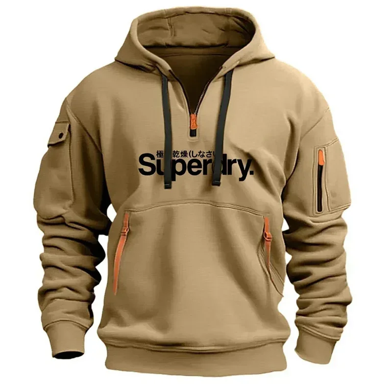 

New Fashion Casual Men's Wear Autumn and Winter Loose and Comfortable Sweatshirt, Long-sleeved Zipper Pocket Hooded Pullover