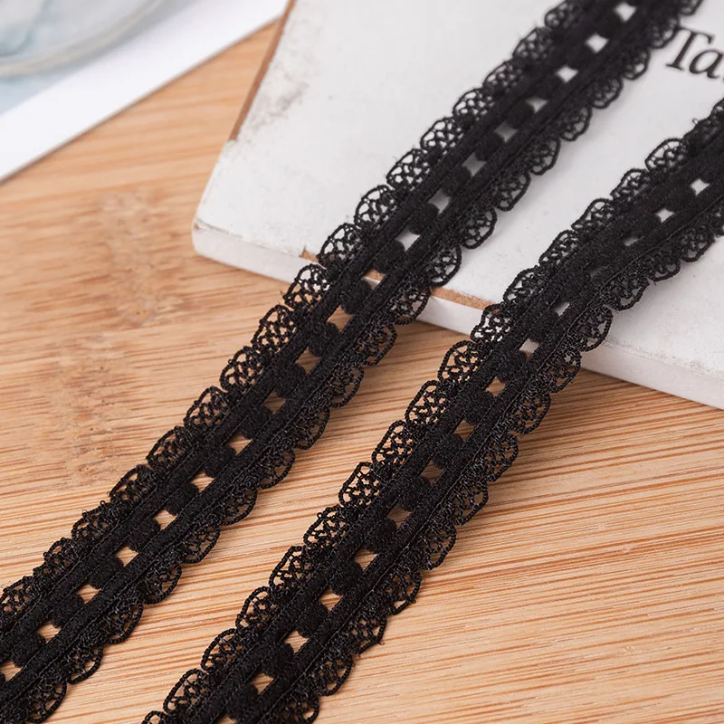 1.5cm Wide Black White Flower Bud Knitted Elastic Band DIY Clothing Underwear Collar Cuffs Decorative Webbing