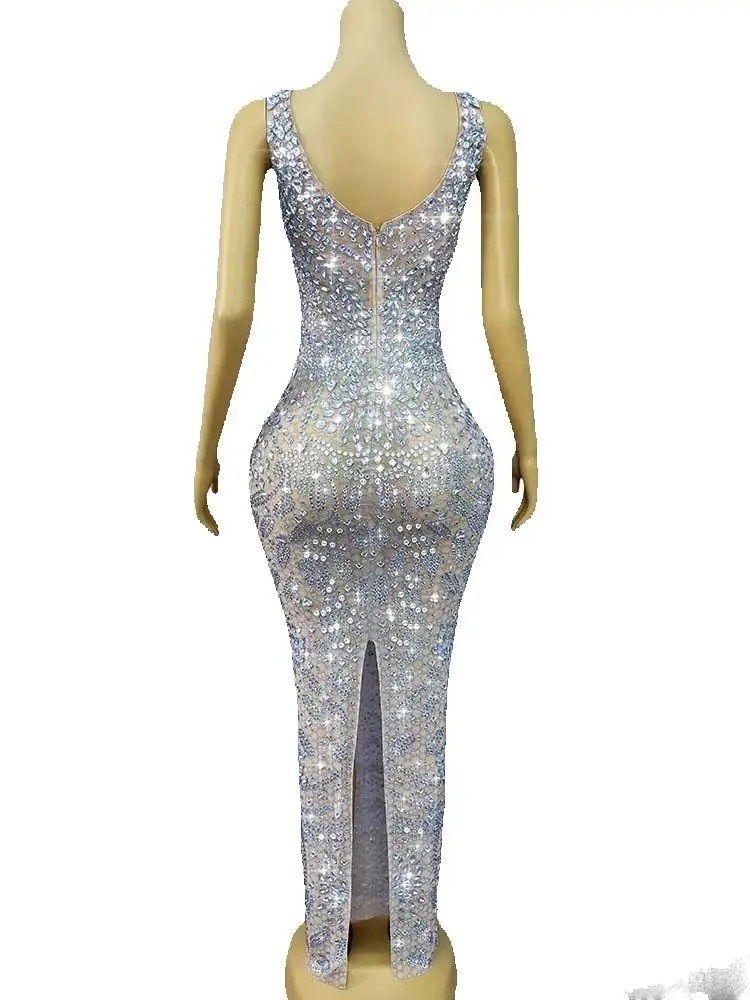 Wysokiej jakości sukienka z seksownymi ramiączkami, odkrytymi plecami i rozcięciem, wykonana metodą hot stamping, nowa kolekcja 2025, odzież damska na zamówienie.