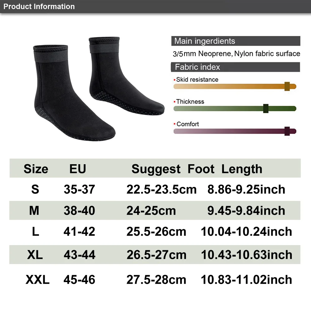 3mm&5mm Neoprene Diving Socks Non-slip Adult Warm Patchwork Elasticity Wetsuit Shoes Diving Surfing Boots Swimming Snorkeling