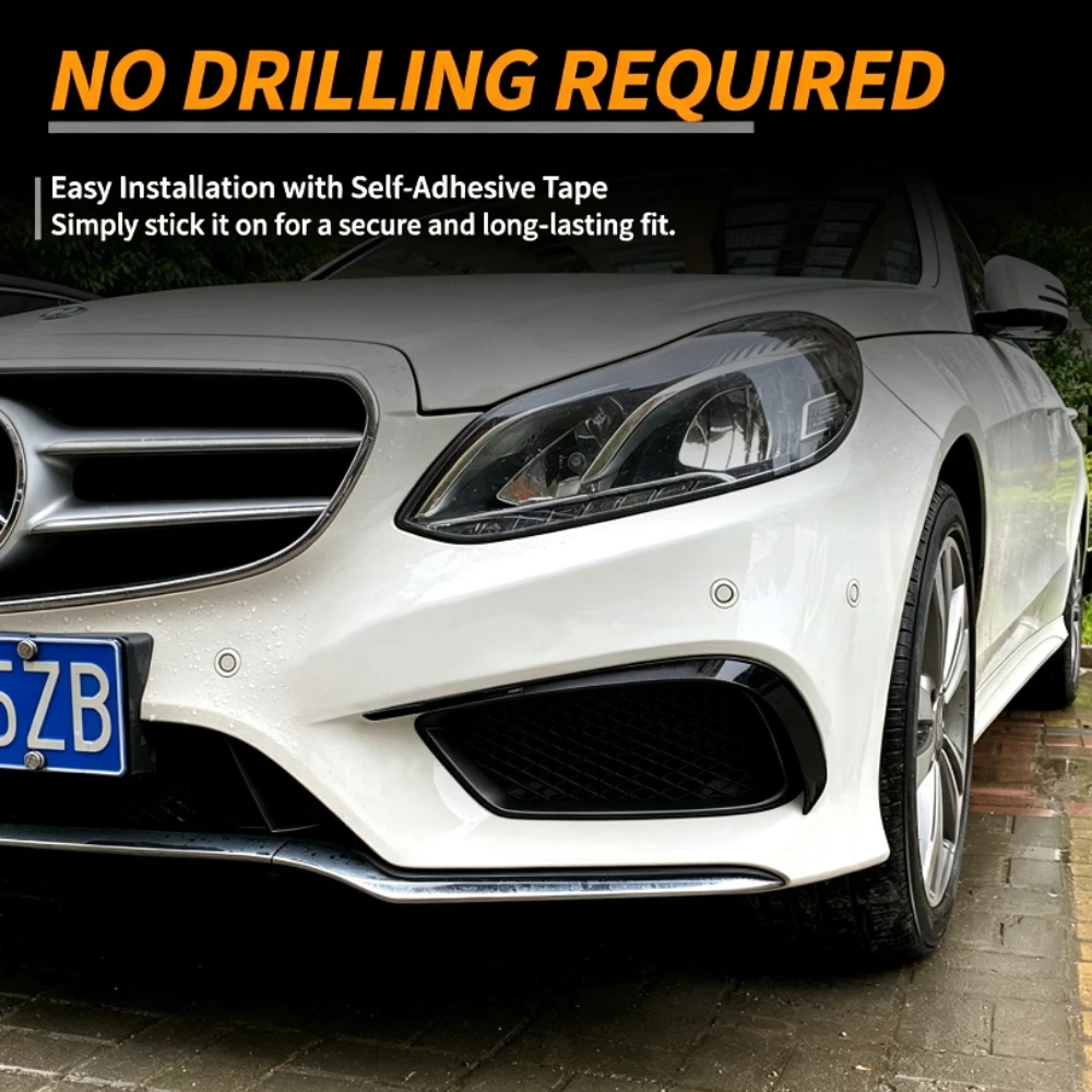 For Mercedes-Benz E-Class W212 2013-2015 Fog Light Eyebrow Trim Front Bumper Spoiler Fog Lamp Air Vent Car Styling Kits ABS view 5