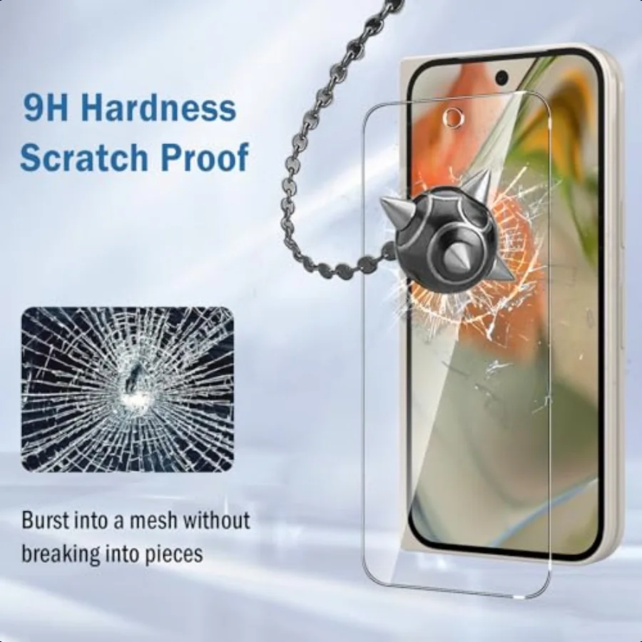 Confezione da 2 pellicole protettive pieghevoli per Google Pixel 9 Pro [solo schermo frontale] Pellicola in vetro temperato 9H a copertura totale HD Clear Scratch Res