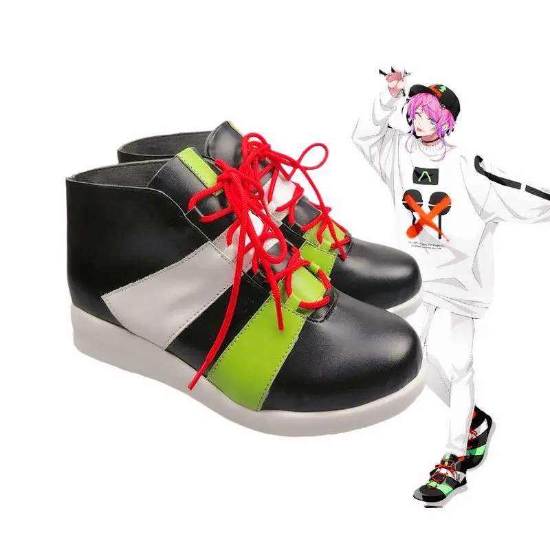 Anime Hypnosis Mic -Division Rap Battle- Amemura Ramuda Cosplay Shoes Black Short PU Leather Boots For Halloween Carnival