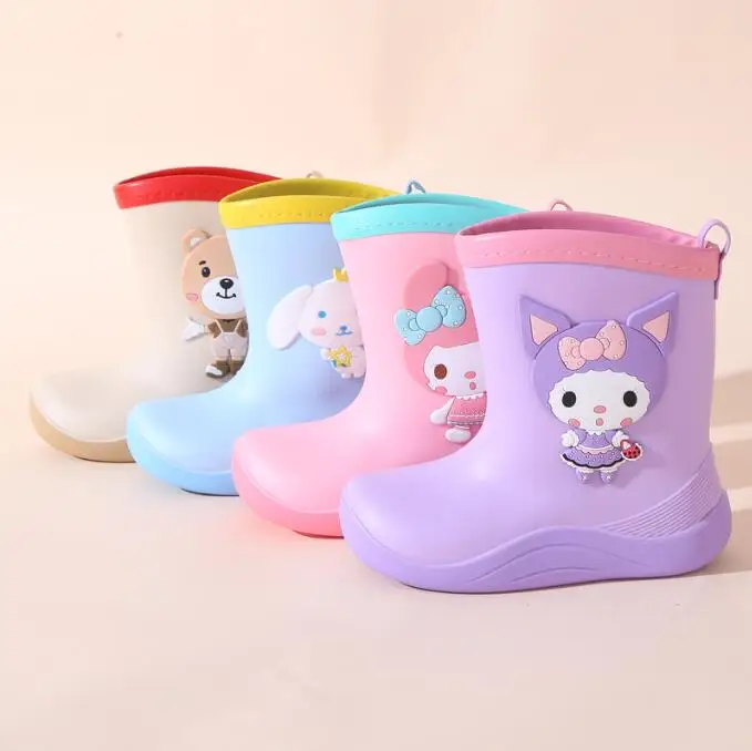 PVC Waterproof Rain Shoes Kids Infant Rain Boots Non-slip Baby Sneaker Cartoon Boy Girl Toddler Waterproof Children Shoes