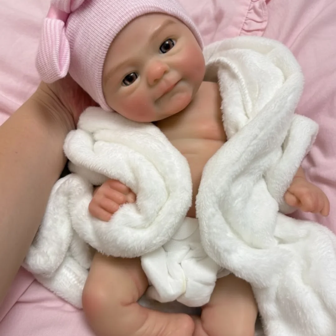 13Inch Washable& Open Mouth Coco Bebe Reborn Silicone Girl Doll With Handmade Painted Skin Soft Flexible Newborn Silicone Doll